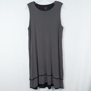 J Jill Wearever Collection Sleeveless Printed‎ Layered Elliptical Dress Medium